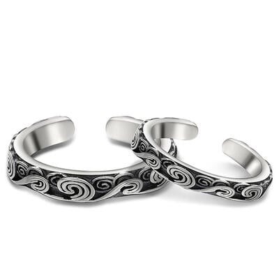 Jeulia "Vintage Cloud" Open Design Sterling Silver Couple Rings