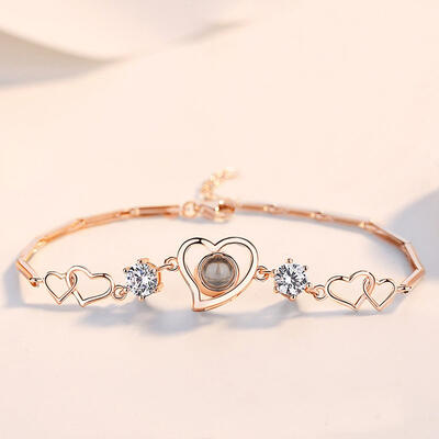 Jeulia 100 Languages I Love You Sterling Silver Bracelet