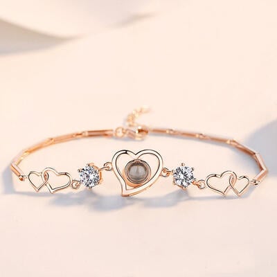 Jeulia 100 Languages I Love You Sterling Silver Bracelet
