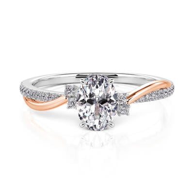Jeulia Amore Twist Two Tone Oval Cut Engagement Ring