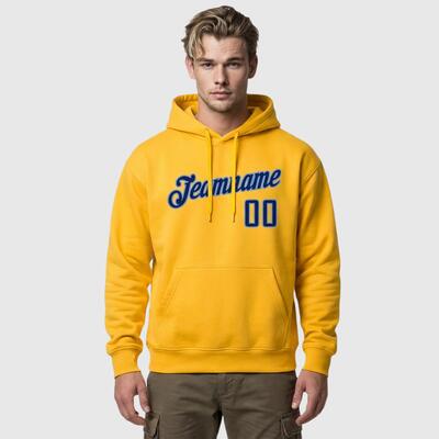 Soft Custom Stitched Gold Sports Pullover Hoodie Comfortable Fabric Custom Team Name & Unique Number