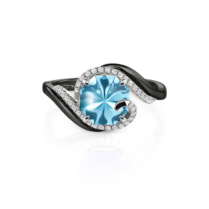 Jeulia Parallel Meet Two Tone Blue Jellyfish Cut Bypass Promise Ring