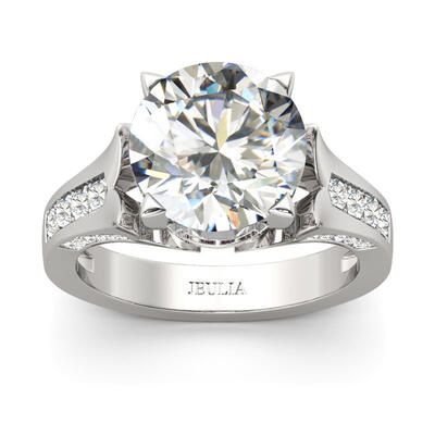 Jeulia Flower Round Cut Sterling Silver Ring