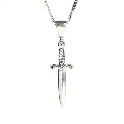 Jeulia Dagger Sterling Silver Men's Necklace