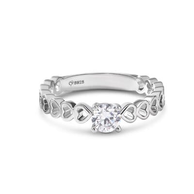 Jeulia Round Cut Sterling Silver Women's Ring