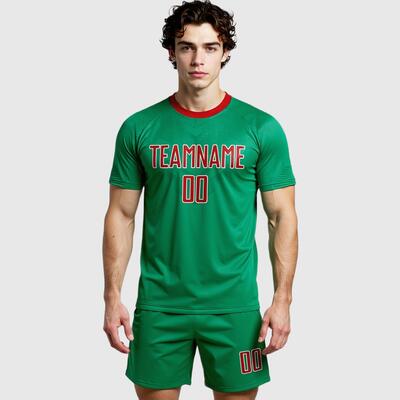 Custom Mexico Soccer Uniform Jersey Kelly Green Red-White Sublimation