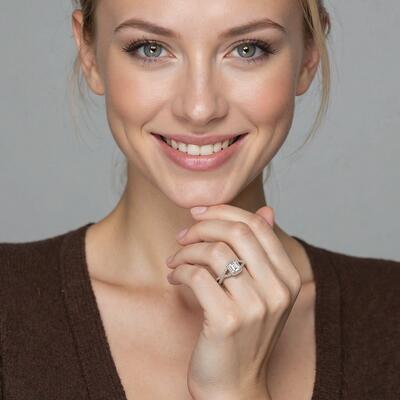 "Eternal Motion" Emerald Cut Halo Engagement Ring