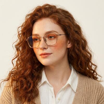 Elsie Champagne Geometric Glasses