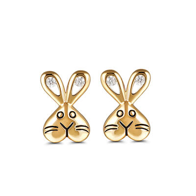 Jeulia "Adorable Bunny" Sterling Silver Children's Earrings