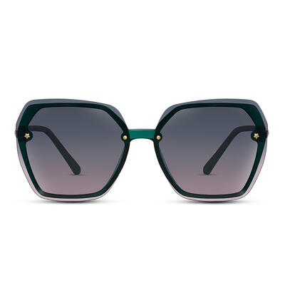 Jeulia "Shining Star" Hexagon Green-Pink Gradient Women's Sunglasses