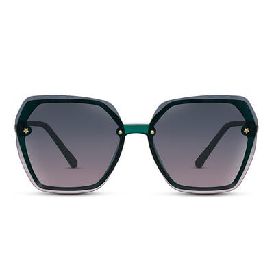 Jeulia "Shining Star" Hexagon Green-Pink Gradient Women's Sunglasses