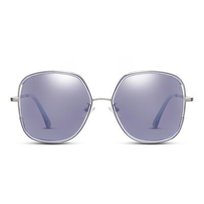 Jeulia "Rock 'n' Roll" Geometric Purple Mirror Polarized Unisex Sunglasses