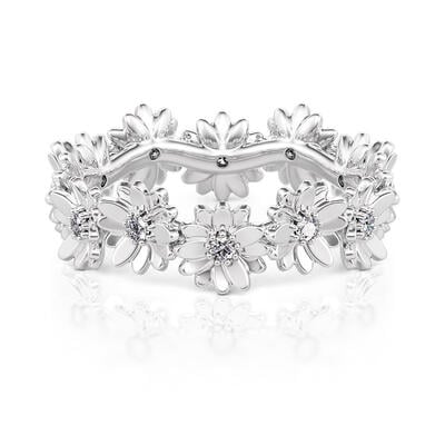 Jeulia Bague Éternité Pétales de Marguerite pour Femme Argent Sterling