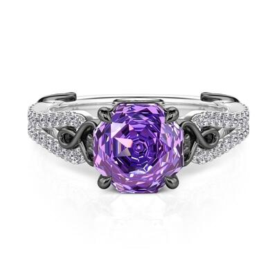 Jeulia Fashion Two Tone Infinity Rose Cut Purple Stone Ring