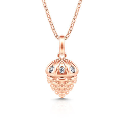 Jeulia "Lucky Acorn" Rose Gold Tone Sterling Silver Necklace