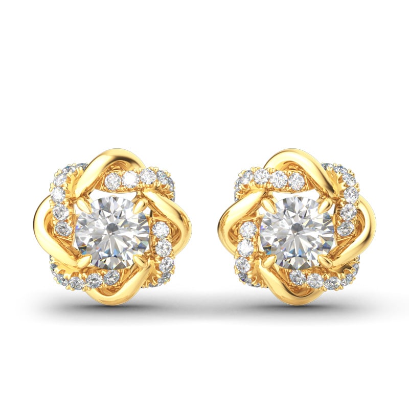Jeulia Clous d'Oreilles Noeud d'Amour en Argent Sterling Or Jaune