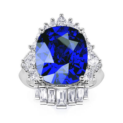 Jeulia Unique Halo Cushion Cut Sterling Silver Ring