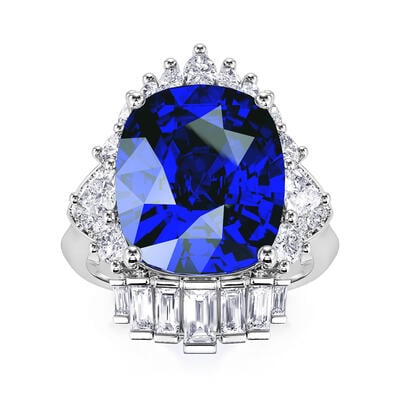 Jeulia Unique Halo Cushion Cut Sterling Silver Ring