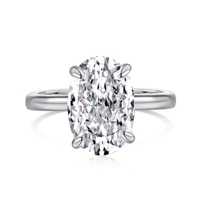 Jeulia Simple Oval Cut Sterling Silver Ring