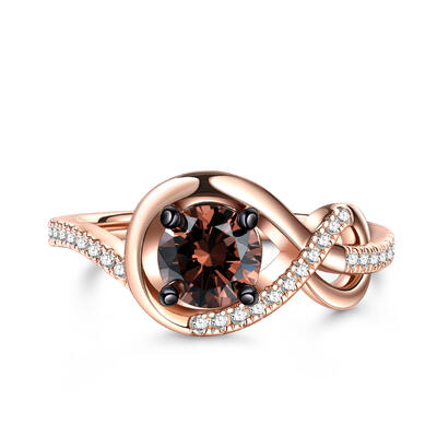 Jeulia Infinity Design Round Cut Sterling Silver Ring