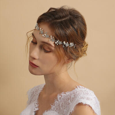 Jeulia Simple Flower Hairpiece 2 Pack Pearl Crystle Wedding Headband