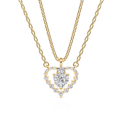 Jeulia Split Heart Friendship Necklace Set Sterling Silver