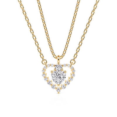 Jeulia Split Heart Friendship Necklace Set Sterling Silver