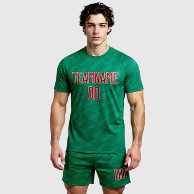 Custom Mexico Soccer Uniform Jersey Kelly Green Red-White Sublimation