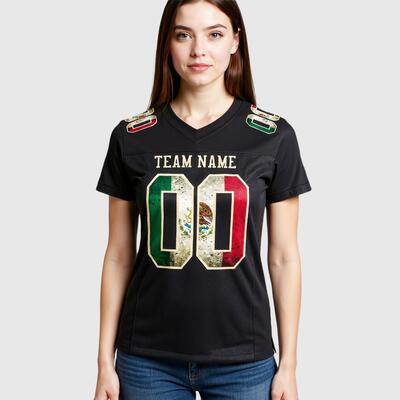 Custom Football Jersey Black Vintage Mexican Flag-City Cream Mesh Authentic