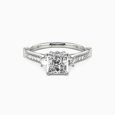 "Eyes for You" Princess Cut Side Stone Engagement Ring