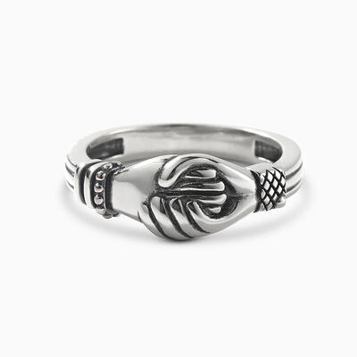 Jeulia Shakehands Gesture Sterling Silver Ring