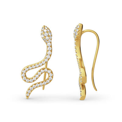 Jeulia Snake Design Sterling Silver Climber Earrings
