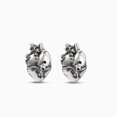 Jeulia "Anatomical Heart" Sterling Silver Stud Earrings