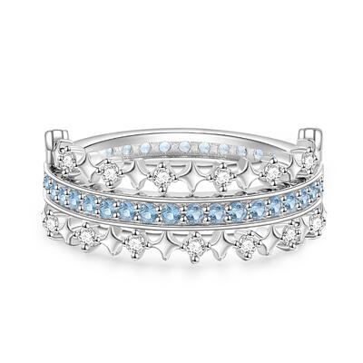 Jeulia River of Stars Turnable Tennis Promise Ring Sterling Silver