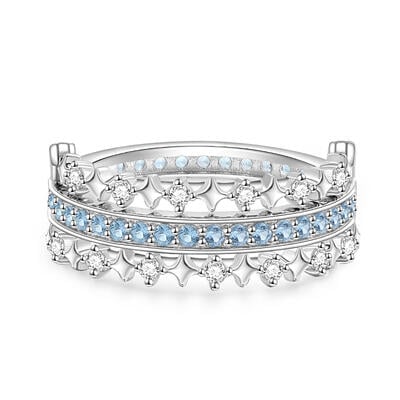 Jeulia River of Stars Turnable Tennis Promise Ring Sterling Silver