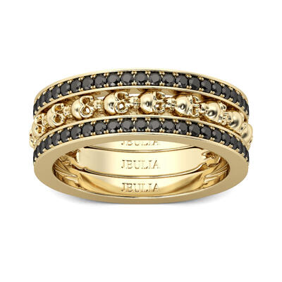 Jeulia 3PC Yellow Gold Tone Skull Ring
