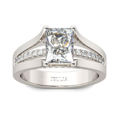 Jeulia Contemporary Design Radiant Cut Sterling Silver Ring