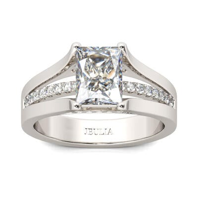 Jeulia Contemporary Design Radiant Cut Sterling Silver Ring