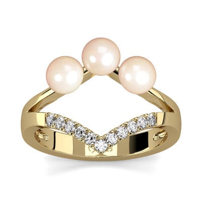 Jeulia Split Shank Cultured Pearl Sterling Silver Ring