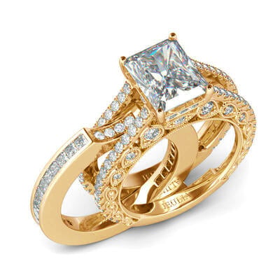 Jeulia Interchangeable Radiant Cut Sterling Silver Ring Set