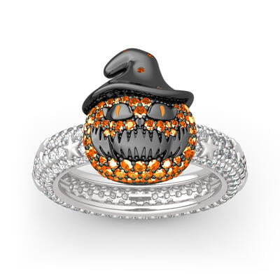 Jeulia "Ghost Pumpkin" Star Sterling Silver Ring