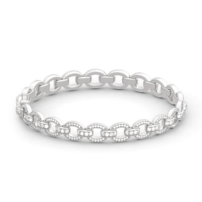 Jeulia Round Cut Jewellery Chain Sterling Silver Bracelet