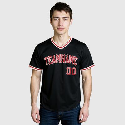 カスタマイズ ブラック ロゴ 名前 チームネーム 背番号入り Vネック 野球 シャツ