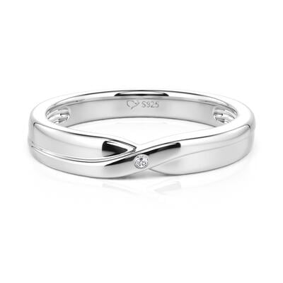 Jeulia Twisted Wedding Band for Men Sterling Silver