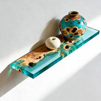 Verdant Translucent Resin & Wood Floating Shelf | Reslol Sleek Modern Design