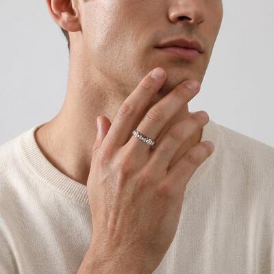 "You and Me" Channel Set Men's Wedding Ring