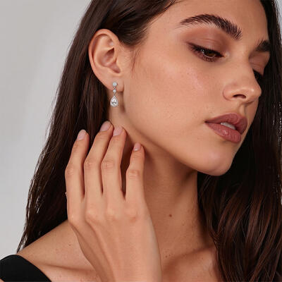 "My Bright Star" Pear Cut Drop Earrings