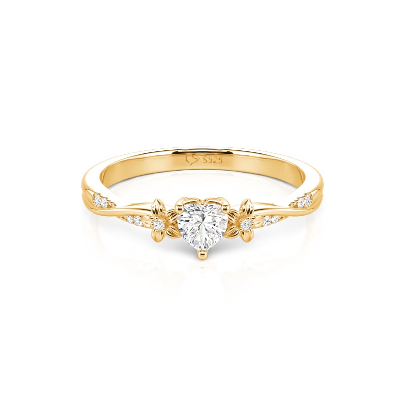 Jeulia Gold Twisted Floral Heart Promise Ring