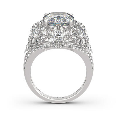 Jeulia Flower Cushion Cut Sterling Silver Ring