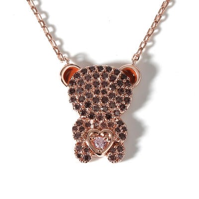 Jeulia "Look At Me" Bear Design Sterling Silver Necklace